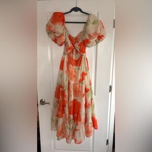 Billy J Orange Floral Dress